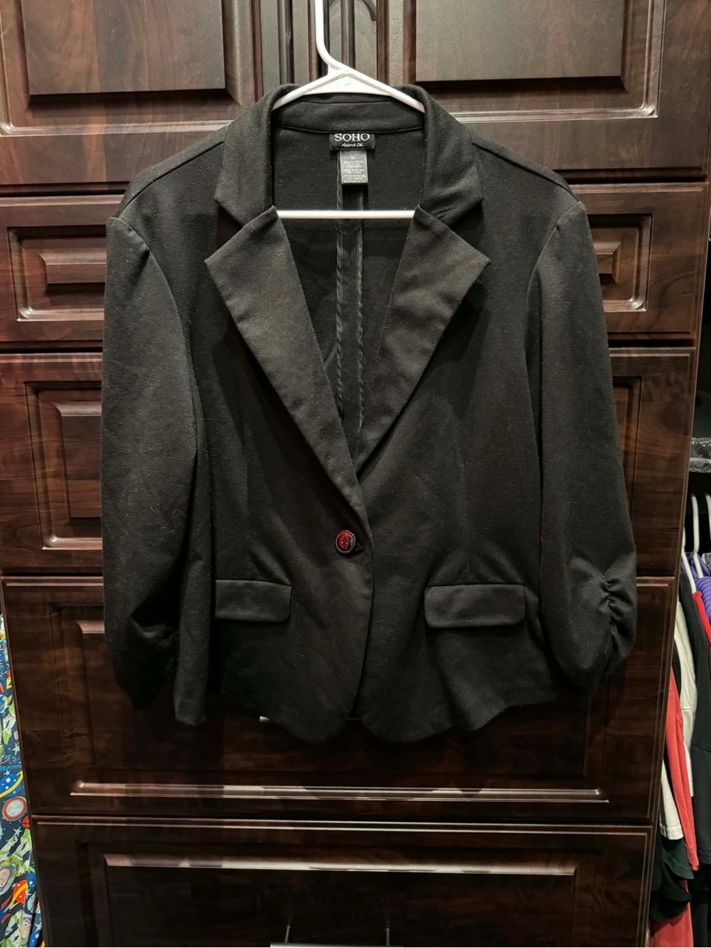 SOHO Black Single-Button Women's Blazer Jacket XL